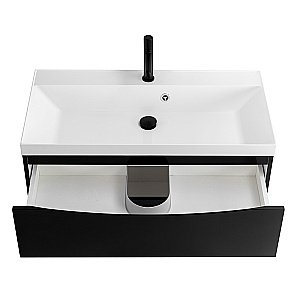 Тумба с раковиной Belbagno MARINO 80 2C-SO/BB800/450-LV-MR-AST Nero Lucido для ванной в интернет-магазине Sanbest