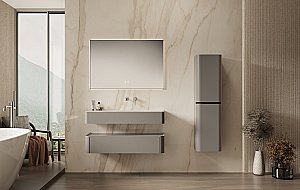 Тумба с раковиной Vincea Caprise 120 VMC-4CA120MLG/VCB-4CA120MWLG светло-серый матовый для ванной в интернет-магазине Sanbest