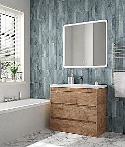 Тумба с раковиной Art&Max Family-M 90 напольная, дуб харбор золотой для ванной в интернет-магазине Sanbest