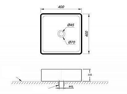 Раковина накладная Bravat  40 C22356K-ENG черная купить в интернет-магазине Sanbest
