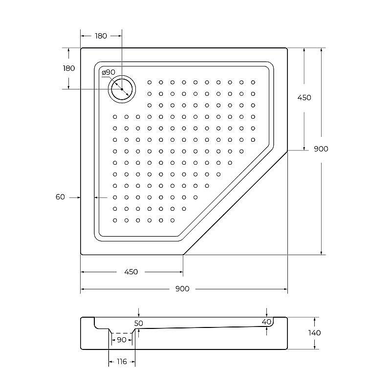 Душевой поддон Cezares Tray A-P 90x90 купить в интернет-магазине Sanbest