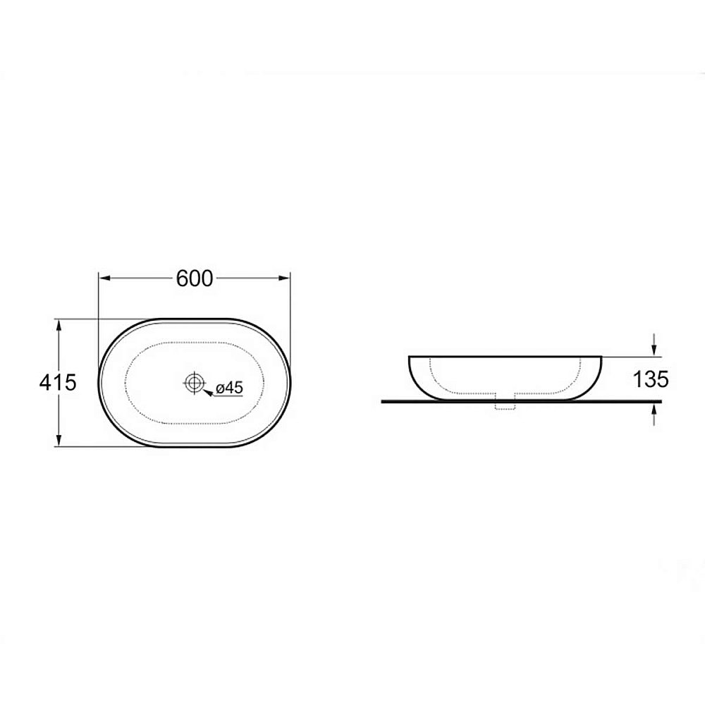 Раковина накладная Vincea 60 VBS-113MA антрацит матовый купить в интернет-магазине Sanbest