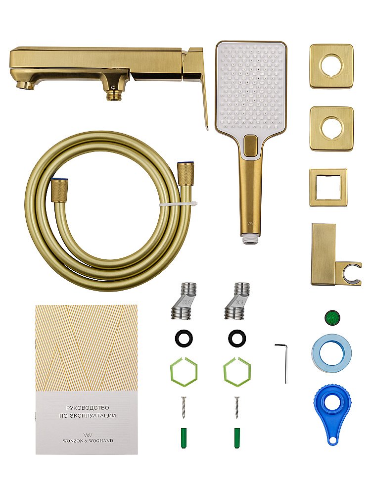 Смеситель для ванны с душем WONZON & WOGHAND DIAMOND, Брашированное золото (WW-88639011- BG) купить в интернет-магазине сантехники Sanbest