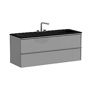 Тумба с раковиной Sancos Velta 120 VL120WG+CN7024MB теплый серый матовая/раковина черная матовая, 3 отверстия для ванной в интернет-магазине Sanbest