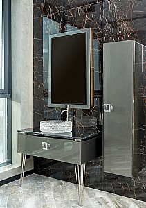 Консоль с раковиной и столешницей Armadi Art LUCIDO 770-100-GR 100 глянцевый графит для ванной в интернет-магазине сантехники Sanbest