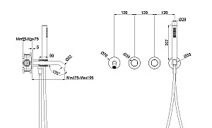 Смеситель для ванны Vincea Aura VBTW-6AU1BG брашированное золото купить в интернет-магазине сантехники Sanbest