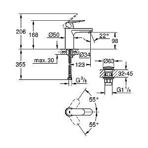 Смеситель для раковины Grohe Eurosmart Cosmopolitan 23926000 хром купить в интернет-магазине сантехники Sanbest
