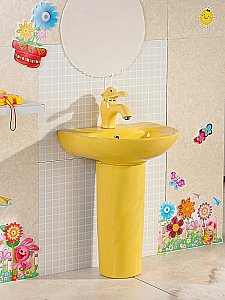 Раковина детская на пьедестале Gid Aventura 43 Nb192-Y 69908 желтая купить в интернет-магазине Sanbest