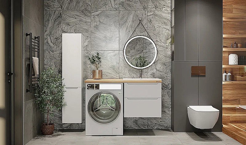 Пенал Jorno Wood 33 Wood.04.150/P/W белый для ванной в интернет-магазине сантехники Sanbest
