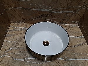 Раковина накладная Ceramalux NC 36,5 C1055 белая, золотая купить в интернет-магазине Sanbest