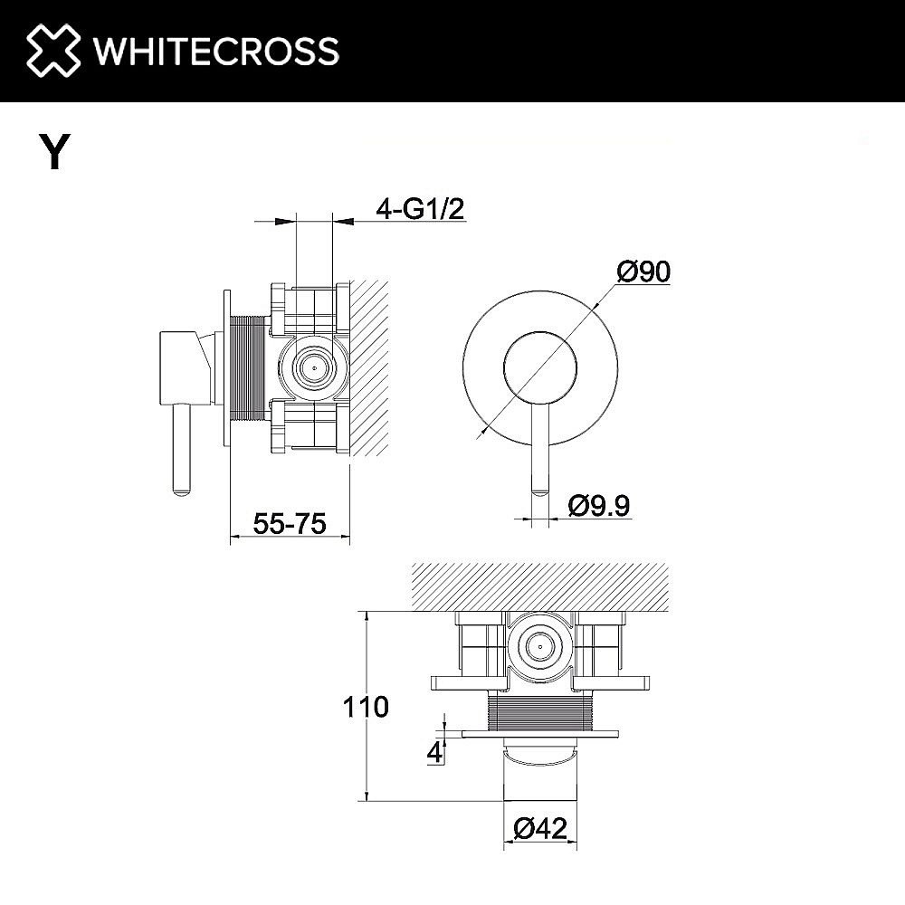 Смеситель для душа WhiteCross Y Y1245GL золото купить в интернет-магазине сантехники Sanbest
