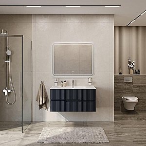 Тумба с раковиной Cezares DUET-N 100 DUET-N-1000-2C-SO-GR-P графит для ванной в интернет-магазине Sanbest