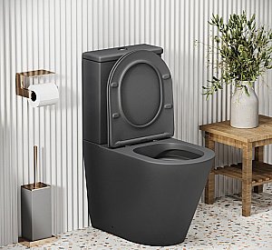 Унитаз Grossman Color GR-4480GMS безободковый, с крышкой микролифт, с бачком, темно-серый матовый купить в интернет-магазине Sanbest