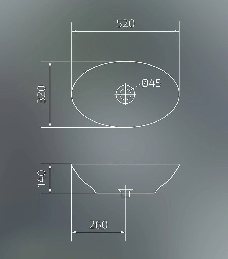 Раковина накладная Gid Lago 52 Wm9021 51193 белая матовая купить в интернет-магазине Sanbest