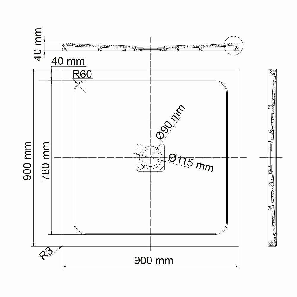 Душевой поддон WasserKRAFT Dinkel 58T03 90х90 купить в интернет-магазине Sanbest