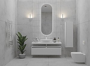 Тумба с раковиной и столешницей Armadi Art Flat 60/120 белый глянец для ванной в интернет-магазине Sanbest