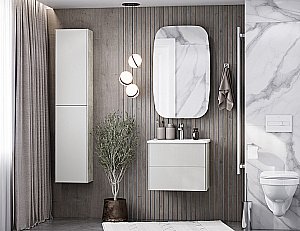 Тумба с раковиной Акватон Сохо 60 слэйт/галька серая для ванной в интернет-магазине Sanbest