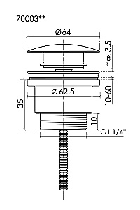 Донный клапан для раковины Ceramica Nova 70003MBb черный матовый купить в интернет-магазине сантехники Sanbest