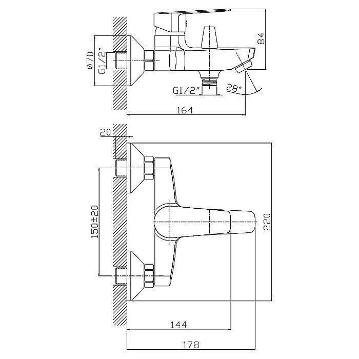 Смеситель для ванны Rossinka S S35-31 купить в интернет-магазине сантехники Sanbest