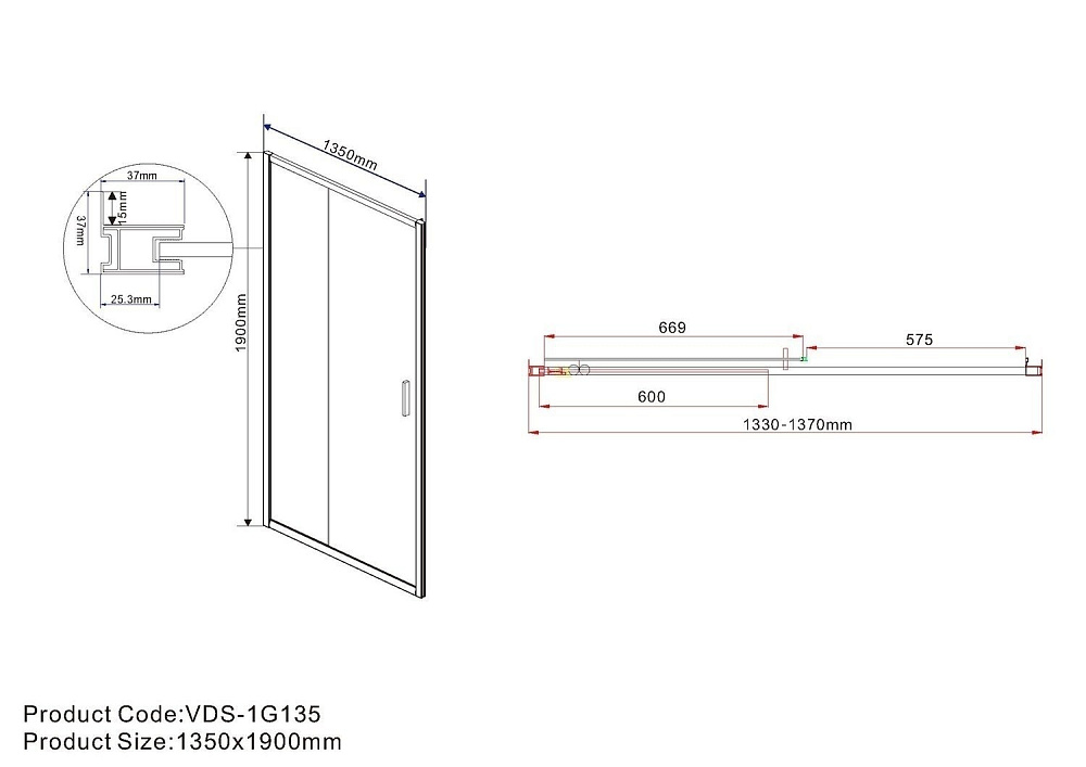 Душевая дверь Vincea GARDA VDS-1G 135 хром/прозрачное купить в интернет-магазине Sanbest