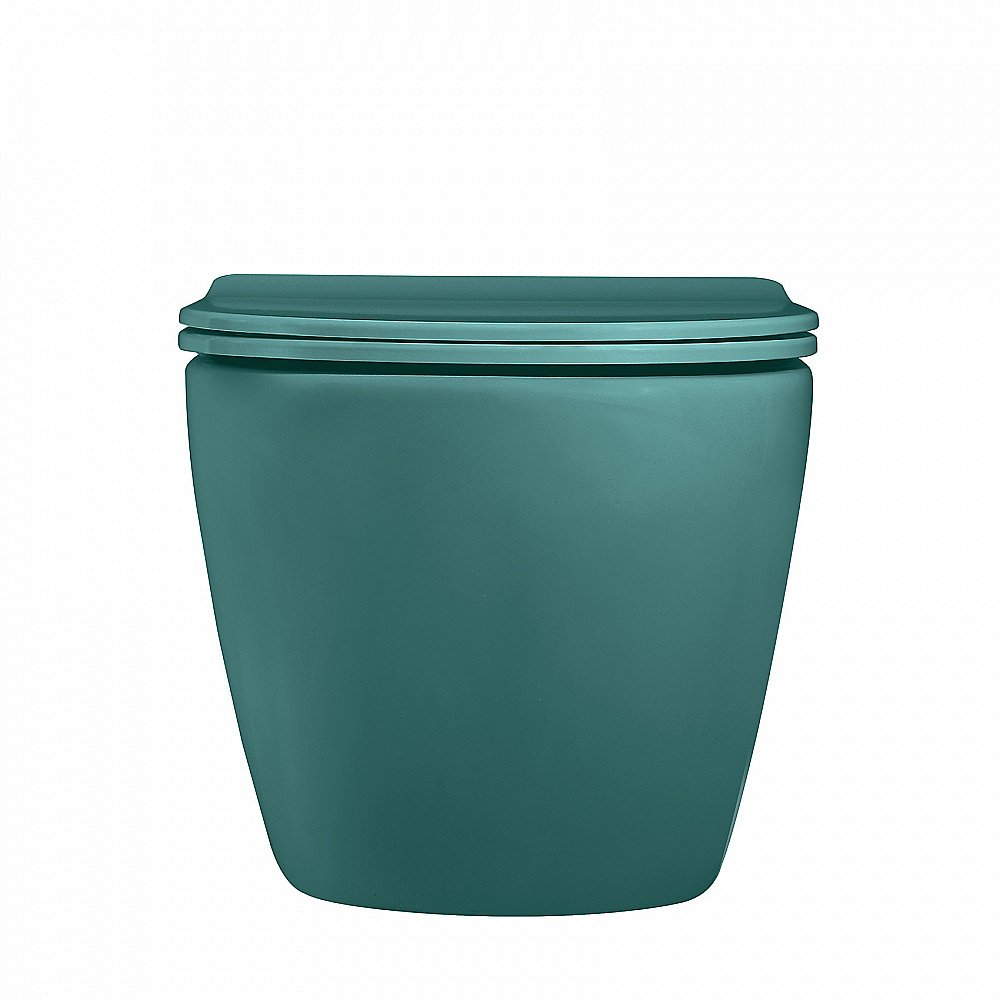 Унитаз подвесной ABBER Bequem AC1101MBG с крышкой микролифт, безободковый, зеленый матовый купить в интернет-магазине Sanbest