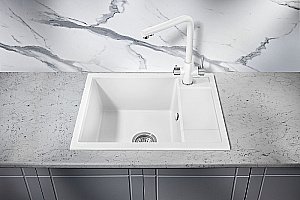 Мойка кухонная Milacio Navarra 60 Cuarzo MC.77072 белая купить в интернет-магазине сантехники Sanbest