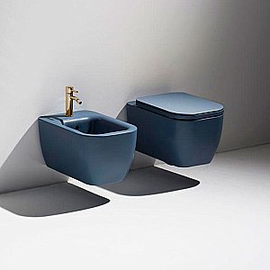 Унитаз подвесной Simas Henges HE18, безободковый, синий матовый купить в интернет-магазине Sanbest