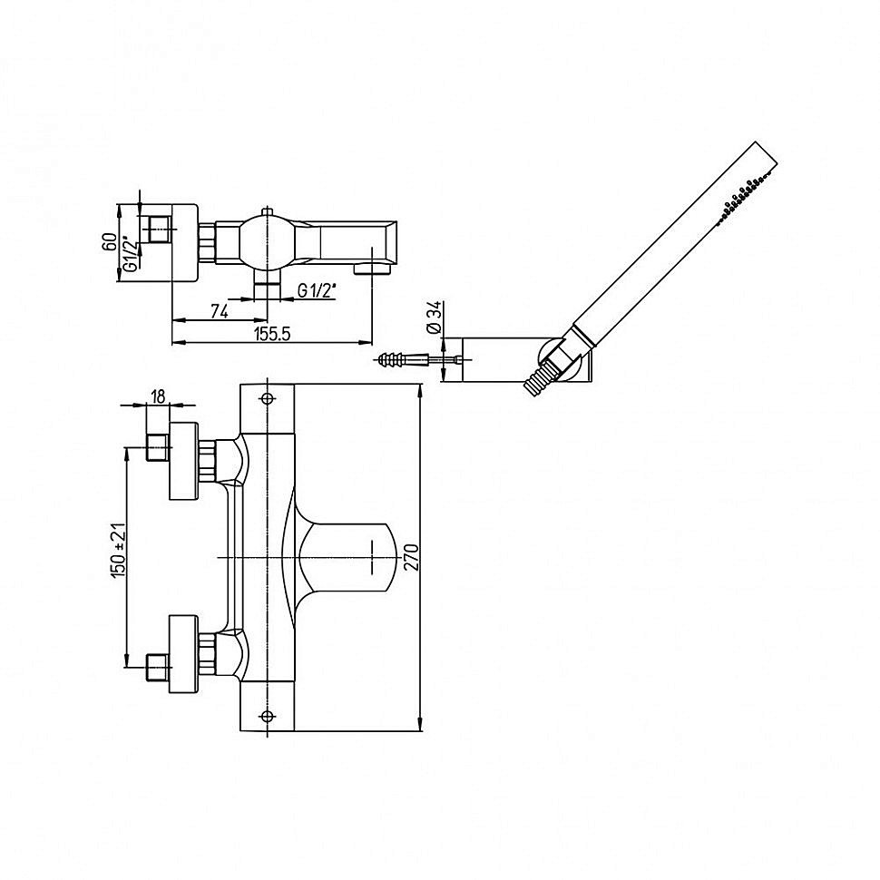 Смеситель для ванны PAINI Ovo 86CR105THKM хром купить в интернет-магазине сантехники Sanbest