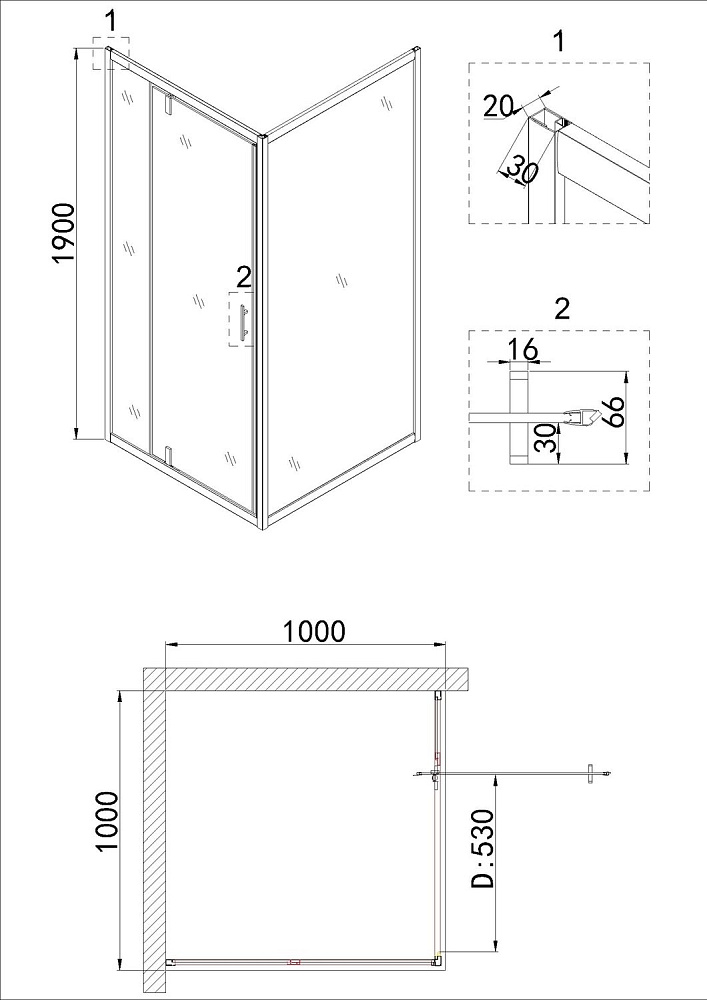 Душевая дверь Niagara Nova NG-63-10A 100 хром купить в интернет-магазине Sanbest