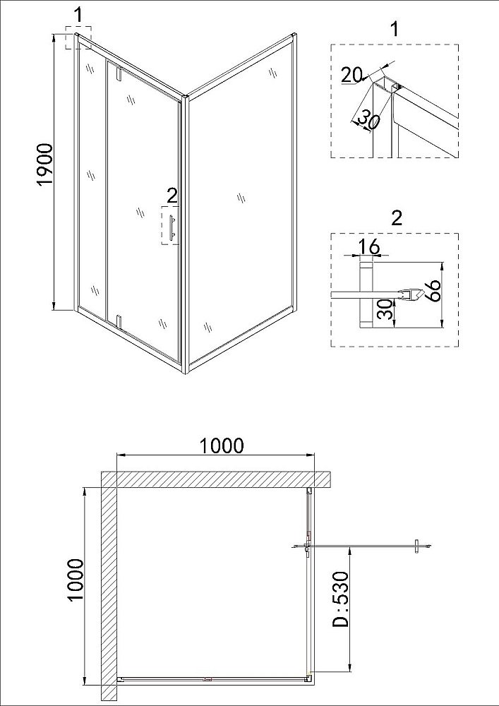 Душевая дверь Niagara Nova NG-63-10A 100 хром купить в интернет-магазине Sanbest