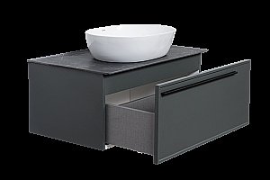Тумба с раковиной LA FENICE Elba Grigio 100 серая/столешница черная для ванной в интернет-магазине Sanbest