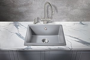 Мойка кухонная Milacio Leon 55 Cuarzo MC.77083 серый металлик купить в интернет-магазине сантехники Sanbest