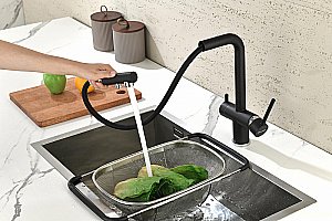 Смеситель для кухни Paulmark Serpentine Se213222-BLM черный купить в интернет-магазине сантехники Sanbest