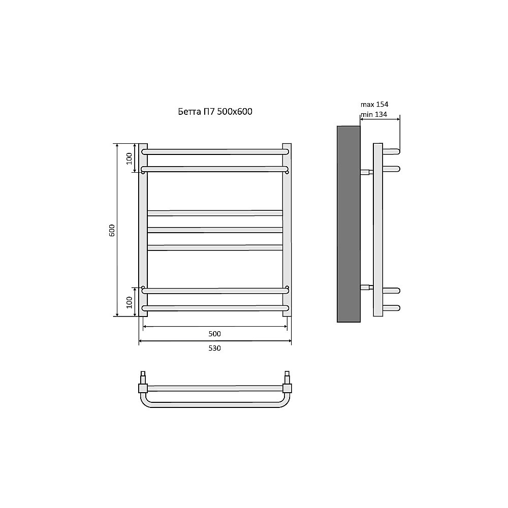 Полотенцесушитель Aquatek Бетта П7 500х600 AQ KRC0760CH хром купить в интернет-магазине сантехники Sanbest