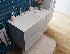 Тумба с раковиной Эстет Barcelona 90 подвесная 3 ящика, 1 дверь, белая для ванной в интернет-магазине Sanbest