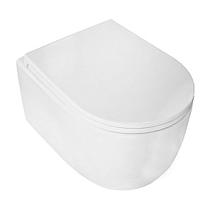 Унитаз подвесной Azario SERENATA AZ-5101T-WHT белый, безободковый, с крышкой микролифт, слив торнадо купить в интернет-магазине Sanbest