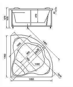 Ванна Aquatek Галатея 135х135 GAL135-0000022 белая купить в интернет-магазине Sanbest
