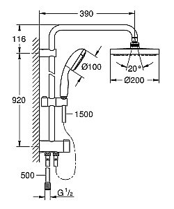 Душевая система Grohe New Tempesta 200 26452001 хром купить в интернет-магазине сантехники Sanbest