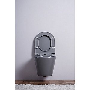 Унитаз подвесной Esbano CLAVEL ESUPCLAVGM безободковый, с крышкой микролифт, матовый серый купить в интернет-магазине Sanbest