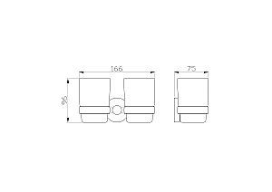 Два стакана для зубных щеток с держателем WONZON & WOGHAND EASY, Хром (WW-8128) купить в интернет-магазине сантехники Sanbest