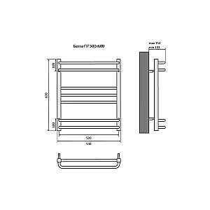 Полотенцесушитель Aquatek Бетта П7 500х600 AQ KRC0760CH хром купить в интернет-магазине сантехники Sanbest