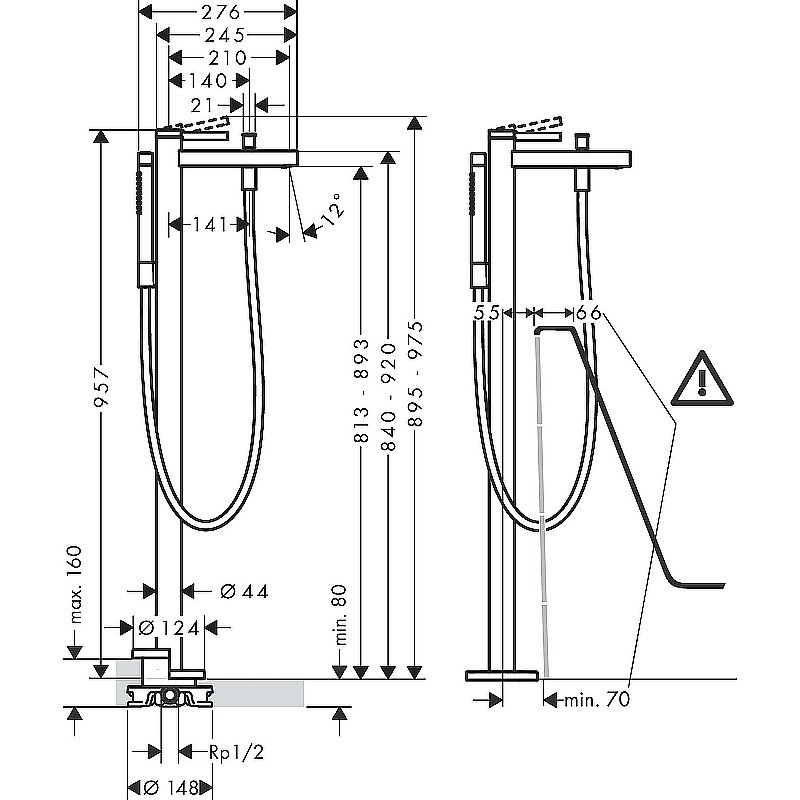 Смеситель для ванны Hansgrohe Finoris 76445000 хром купить в интернет-магазине сантехники Sanbest