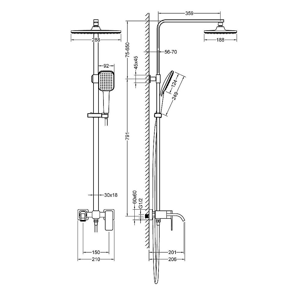 Душевая система Timo Selene SX-1013/03 черная матовая купить в интернет-магазине сантехники Sanbest