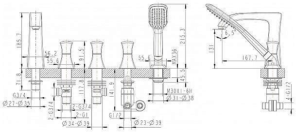 Смеситель для ванны Bravat WHIRLPOOL F578112C купить в интернет-магазине сантехники Sanbest