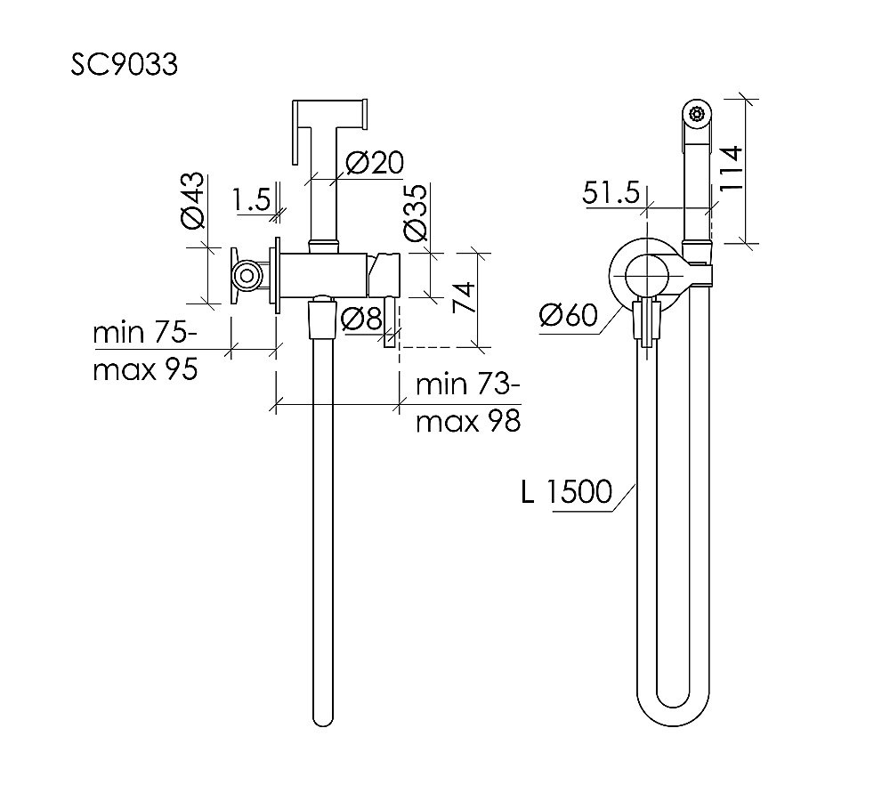 Гигиенический душ со смесителем Sancos Etna SC9033BN брашированный никель купить в интернет-магазине сантехники Sanbest