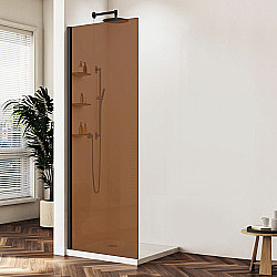 Душевая перегородка Vincea Walk-In VSW-1HWS900GSB 90 профиль черный матовый/стекло янтарь купить в интернет-магазине Sanbest