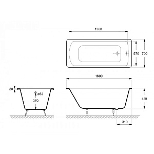 Ванна чугунная Delice Prestige Elite DLR230614-AS 160х70 купить в интернет-магазине Sanbest