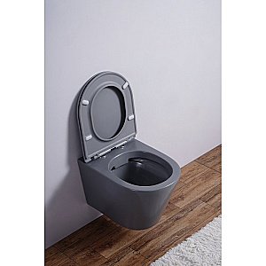 Унитаз подвесной Esbano CLAVEL ESUPCLAVGM безободковый, с крышкой микролифт, матовый серый купить в интернет-магазине Sanbest