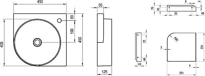 Раковина Ravak Yard XJX0D245000 черный матовый купить в интернет-магазине Sanbest