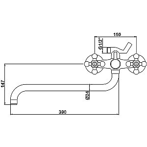 Смеситель для ванны Kaiser Carlson Lux 11056 купить в интернет-магазине сантехники Sanbest